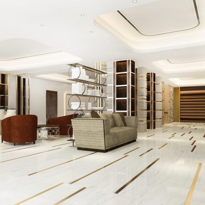 3d rendering modern luxury hotel and office reception and meeting lounge